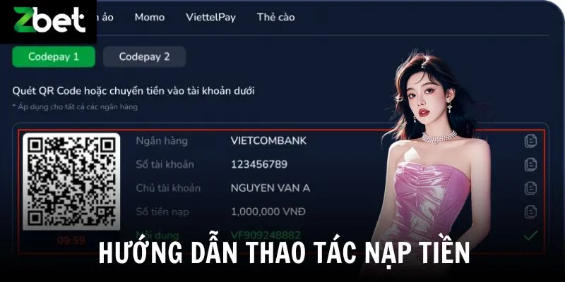 Hướng dẫn thao tác nạp tiền